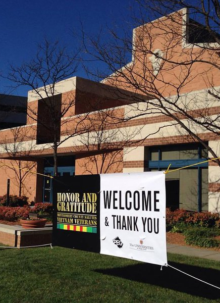 Banner on the USG campus Welcoming Vietnam Vets